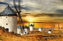 Airén: Frisch, trocken und rustikal. Foto: Windmühlen bei Castilla la Mancha